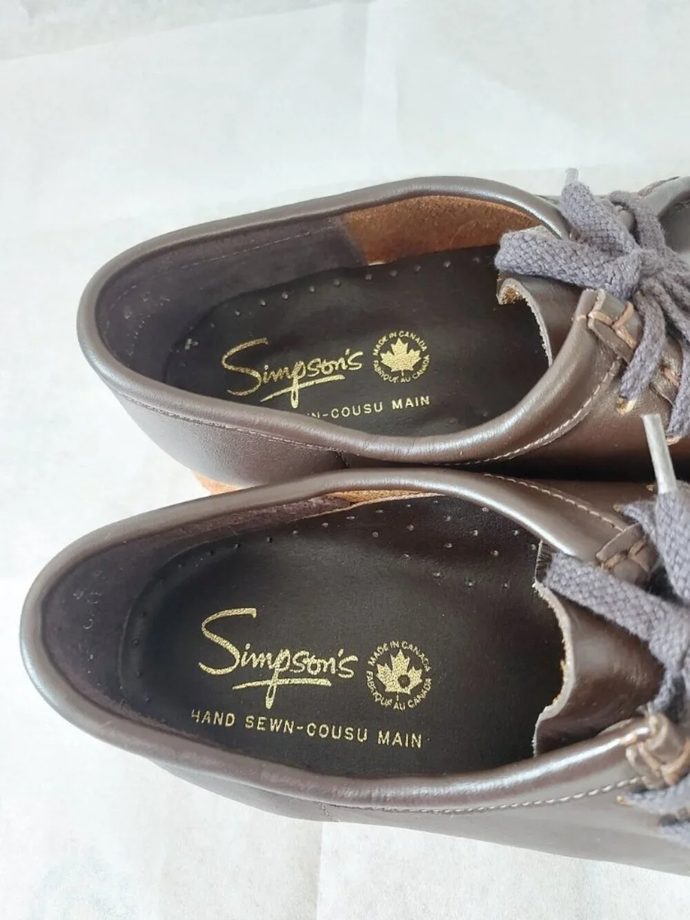 VTG Simpson's Men Natural Lace Crepe Rubber Moc Toe Shoes Size 8 D Brown Leather